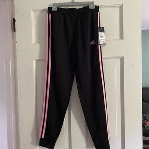 BNWT Adidas black & pink lining pants size 10/12